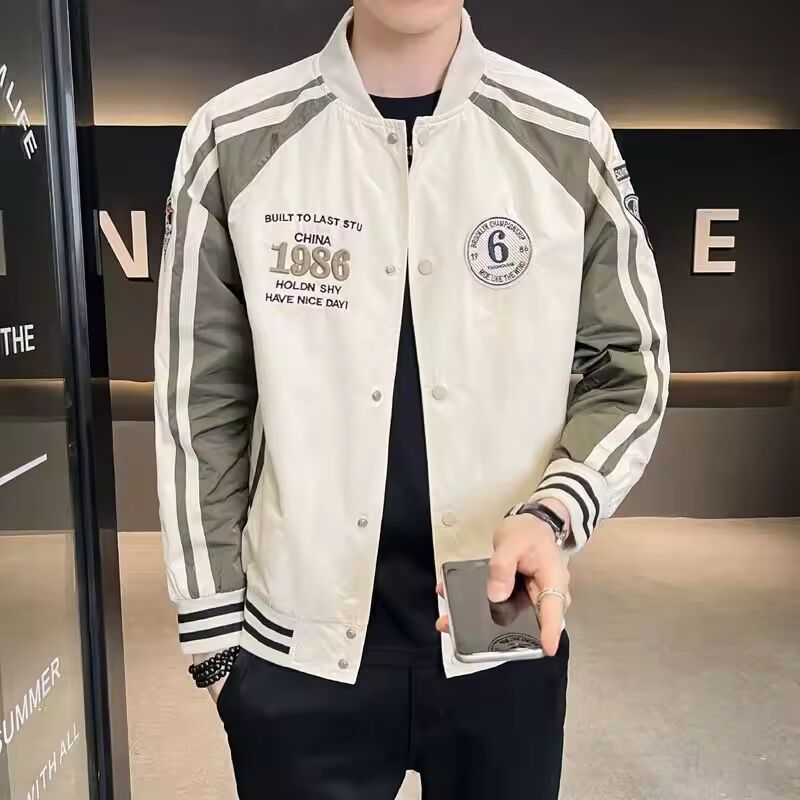 Men's Jacket Spring and Autumn Style Trendy Brand Contrasting Color Jacket Autumn New Casual Baseball Uniform